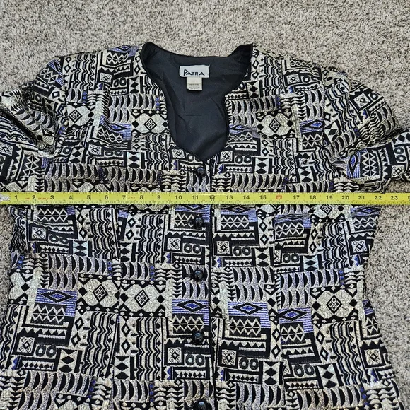 Patra Vintage 80's Gold Metallic Long Sleeve Tapestry Jacket Geometric Sz 16 - Picture 11 of 14
